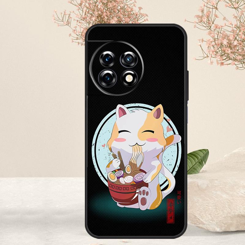 Ramen Cat Japanese Art Case For OnePlus 15 13 12 11 13T 13R 12R 15R 10T 8T 10 Pro Nord 5 CE 4 3 2 Lite N20 N30 Cover