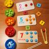 Kids Montessori Wooden  Hands Brain Training Clip Beads Chopsticks Beads  Early Educational Puzzle Board Math Game To