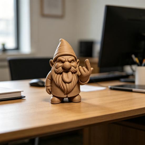 Umbra Studio Funny 3D Printed Garden Gnome Statue, Quirky Tongue Out Figurine with Hand Gesture, DIY Paintable Desk Office Decor, Cute Yard