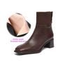 Krazing Pot Sheepskin Autumn Winter Shoes Thick Heels Size 42 Square Toe Zipper Knitwear Vintage Ankle Boots