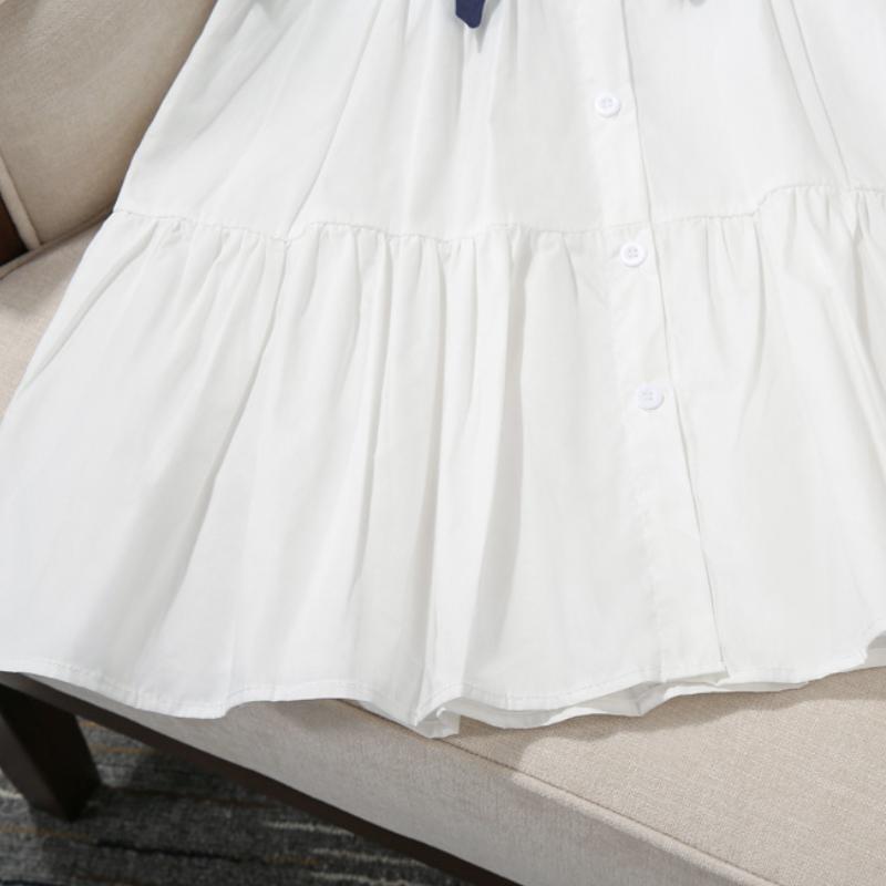 Girls Dress 2024 Summer Preppy Style Children Clothing 100% Cotton Lapel Casual Cotton Dresses for Kids