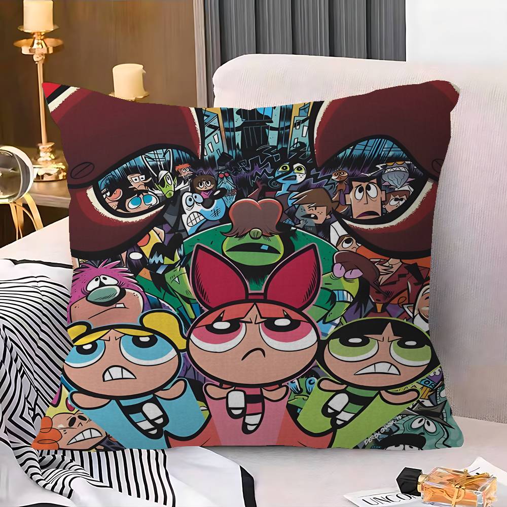 P-Powerpuff Anime G-Girls Personalized Picture Text Home Decorative Pillows Household Gifts 45x45cm