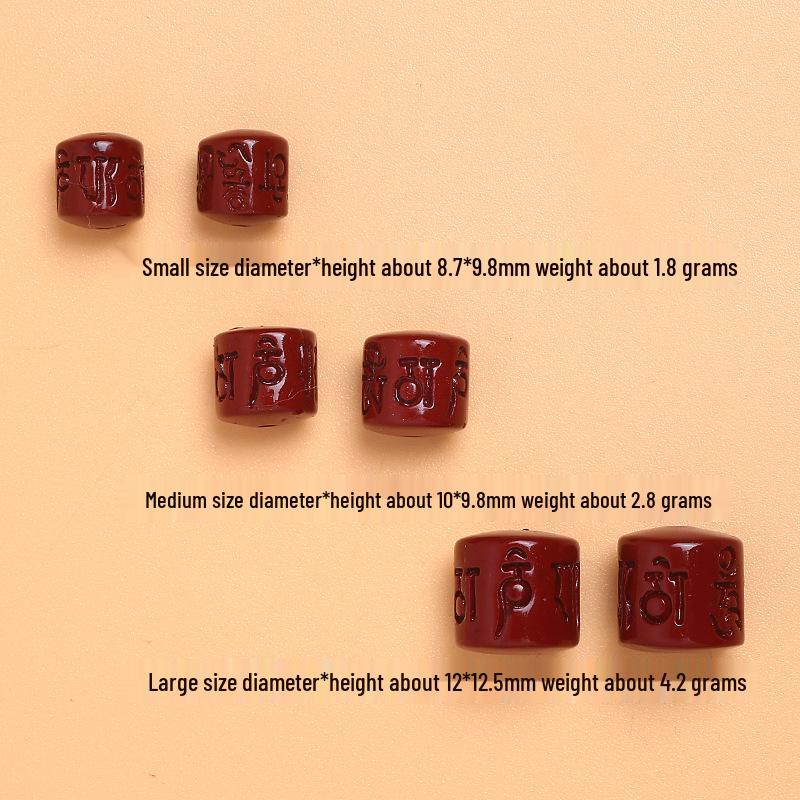 Gold-Purple Cinnabar Six-Character Mantra Barrel Spacer Beads for DIY Jewelry