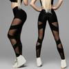 Kors-kors nätlappverk Yoga Sweatpants - Sexiga, Genomskinliga, Högelastiska Dansleggings