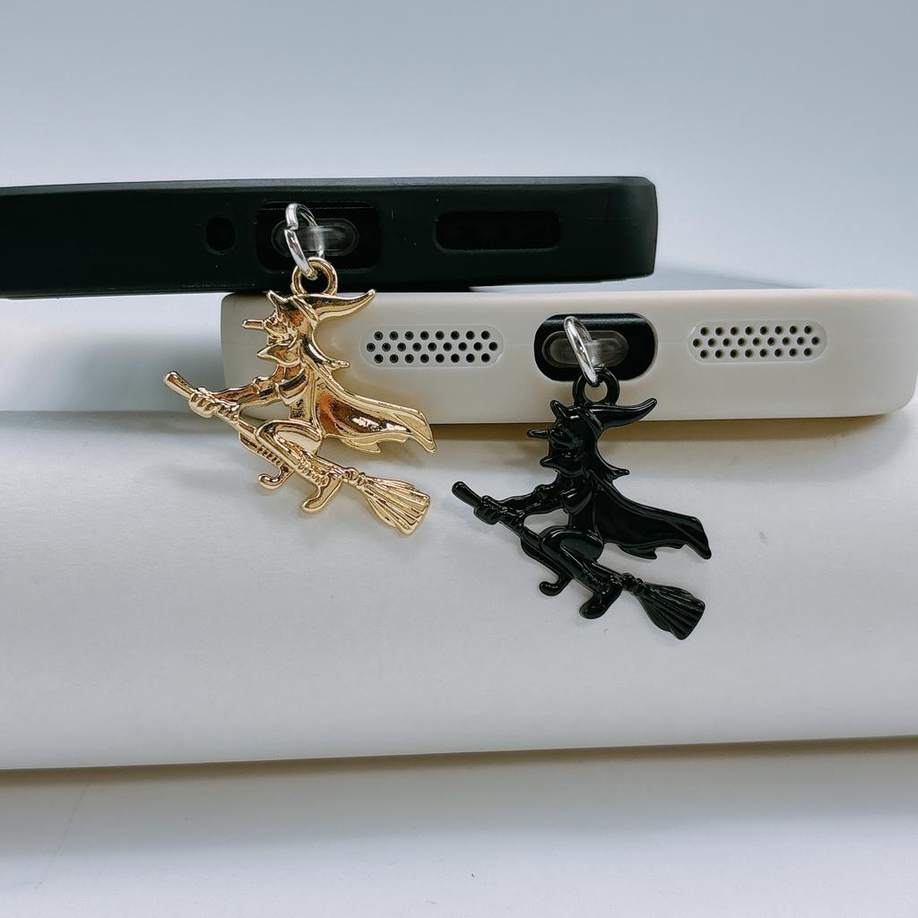 1pcs Halloween Witch Alloy Charm Anti-Dust Plug , Mobile Phone Decoration Accessory – Enchanting Sorceress Dust Cap Compatibility