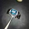 Blue Topaz Emerald Cut Gemstone With 925 Sterling Silver Ring For Men's #35 JL375718203675
