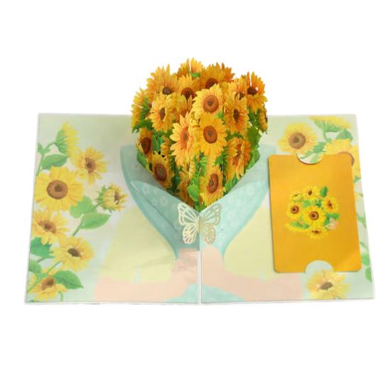 Foldable 3D Greeting Card with Envelope Handmade Decorative Birthday Gift Card Fly-out Holiday Blessings Card