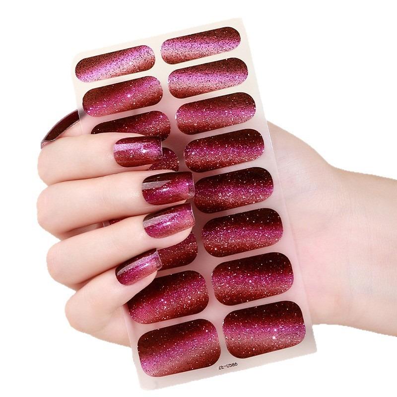 1SET Flash Cat's Eye Nail Oil Film Nail Art Sticker European and American Scallion Powder Nail Sticker Nail Art Sticker