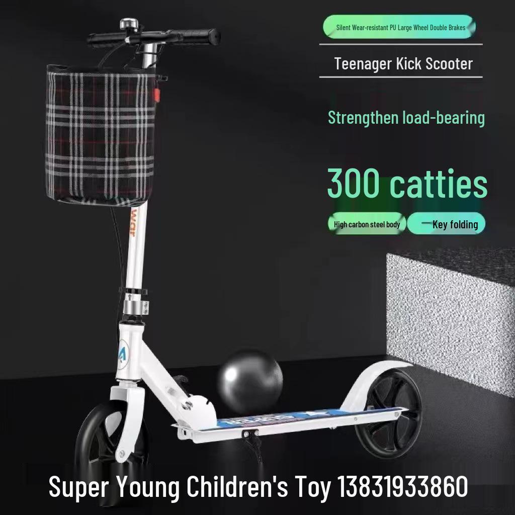 Foldable Two-Wheel Scooter for Adults & Kids - Starry Black with Dual Brakes