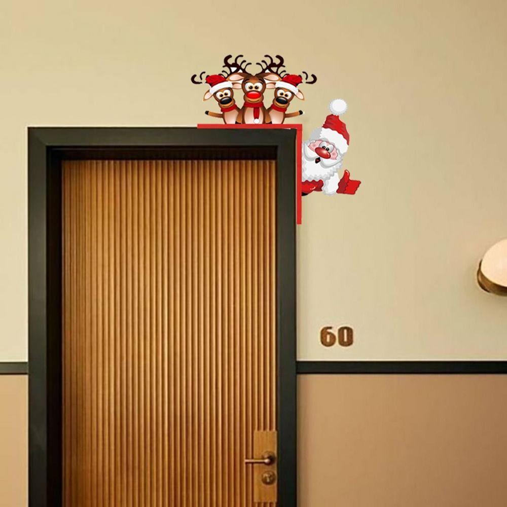 Santa Door Corner Santa Claus Elk Sign Reindeer Santa Claus Door Frame  Indoor