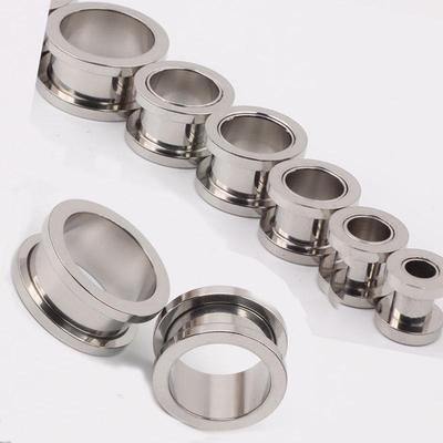 Espansore per orecchio in acciaio al titanio elettroplaccato nero e argento (1.2-25mm) Gioielli penetranti