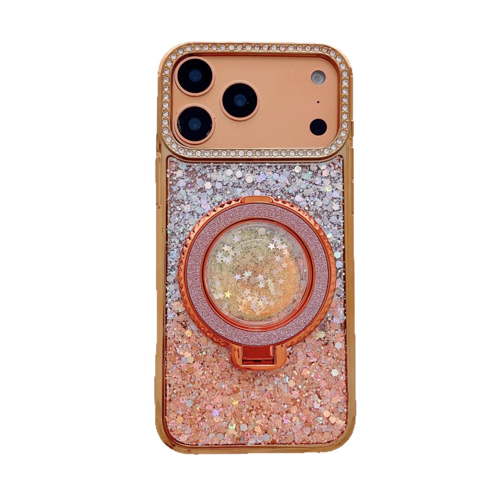 

Чехол для iPhone 17 Pro Max с градиентом из страз и блесток, со стендом-песочницей, Совместим с iPhone 16 Pro iPhone 13 Pro