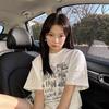 Pure Cotton Summer White Short-sleeve T-shirt for Women, New American Trendy Brand Loose Plus-size Girl High-end Letter Top