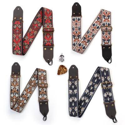 Langting Embroidery Guitar Strap with End Pins for Bass and Electric Guitar