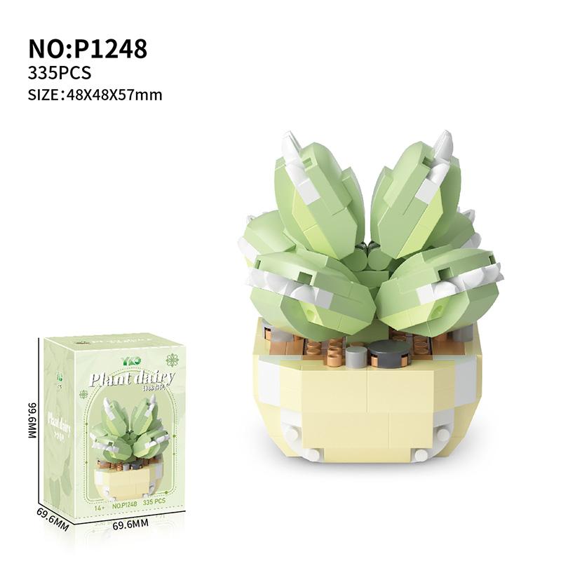 Flower Succulents Building Blocks Everlasting Flower Bonsai Tree Gardens Romantic Bricks DIY Potted Plants Model Kids Kits Toys