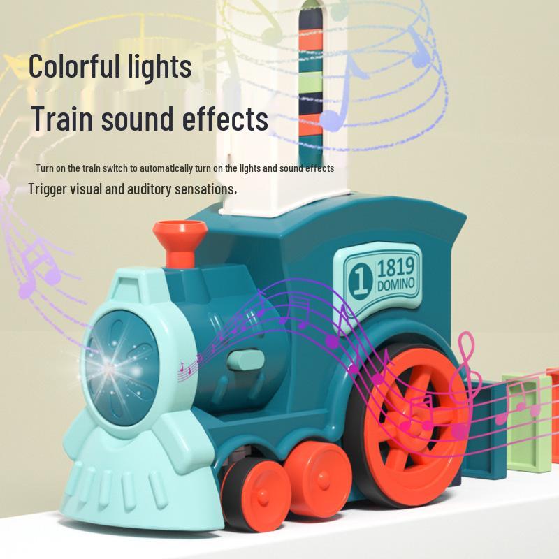 Electric Domino Train Toy with Sound & Light for Educational Play