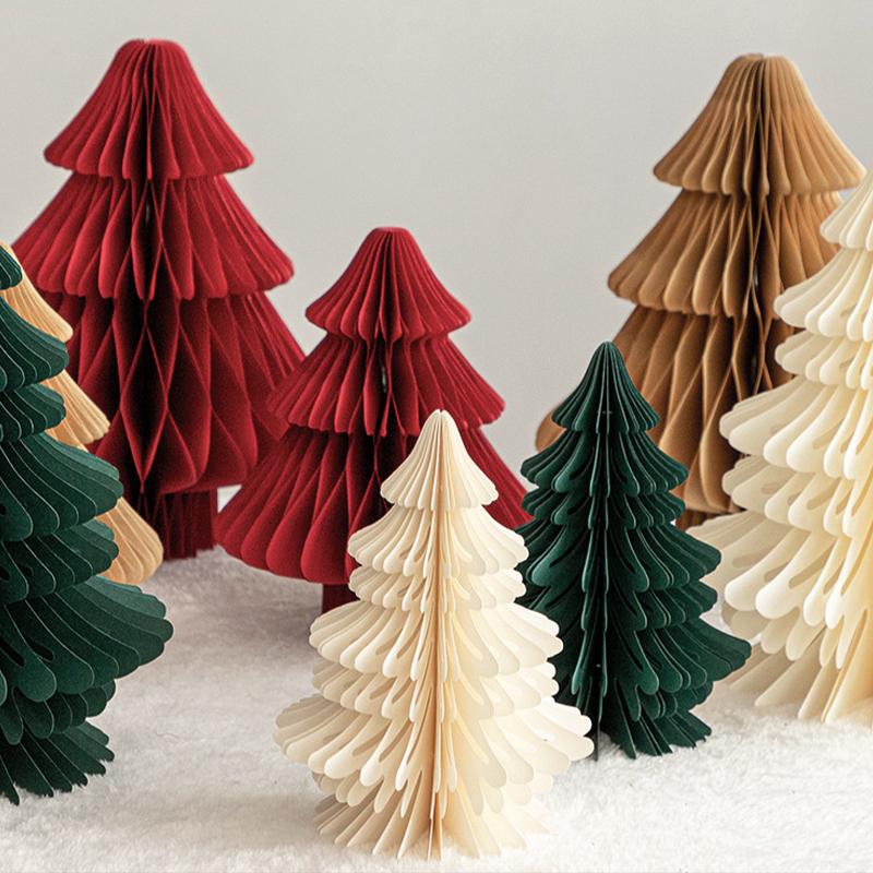 Christmas New  Decorations Paper Honeycomb Ball Folding Christmas Tree 3D Ornament Home Wedding Decoration Desktop Ornament