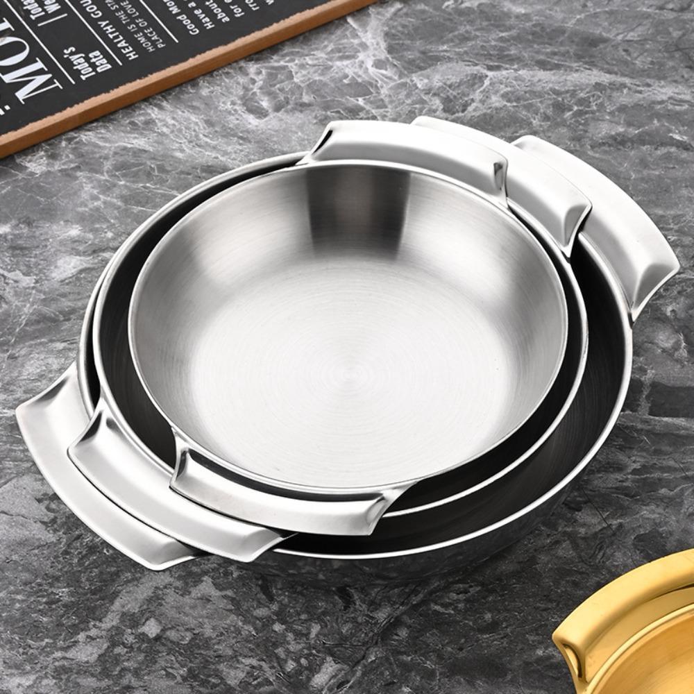 Silver/gold Cooking Pan Stainless Steel Saucepan Cookware Soup Basin  Seafood