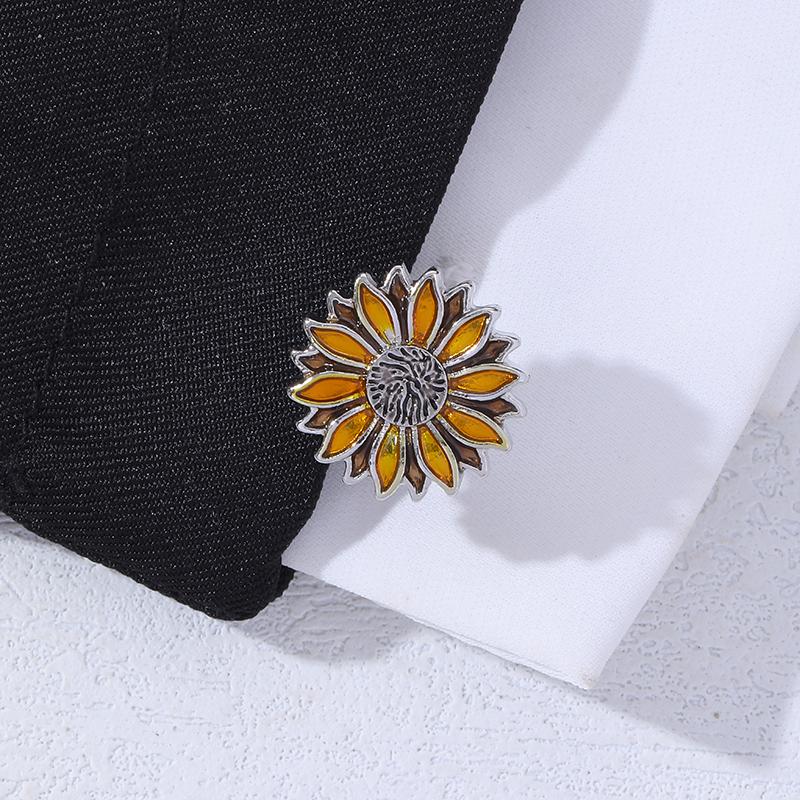 New Arrival Sunflower Cuff Links Sun Flower Mens Cufflinks Jewerly Gift Wedding Birthday Anniversary Father's Day