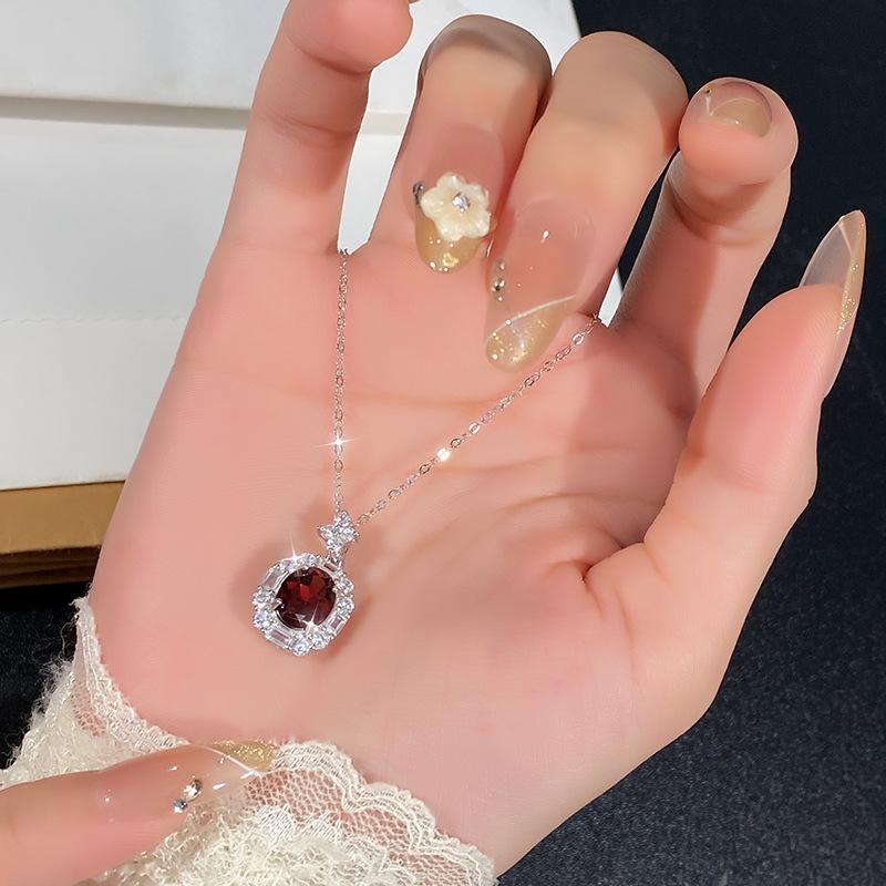 S925 Sterling Silver Natural Gemstone Necklace for Women, Multi-Color Crystal Pendant, Versatile Jewelry