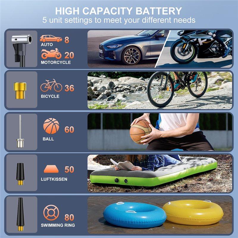 Pack Car Booster Starter Device 4 In 1 Air Pump Air Compressor Tire Pump 14800Mah Battery Jump Starter