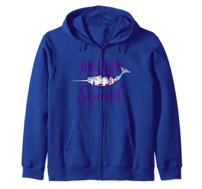 Narwhal Kawaii Uniform Gift: Unicorn  Mermaid Squad Zip Hoodie