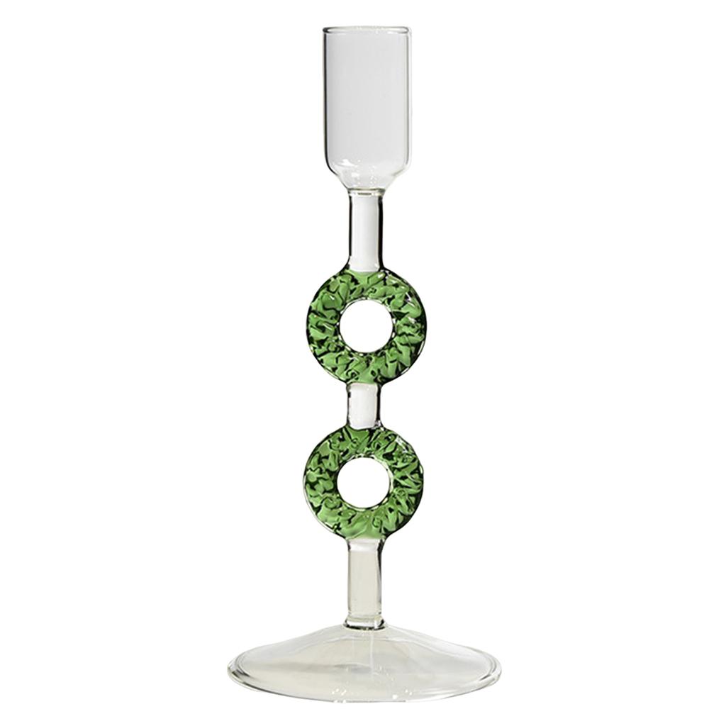 3 Piece Set Glass Candle Holders Christmas Tree Design Handblown Borosilicate for Taper Candles Stable Base Holiday Decor