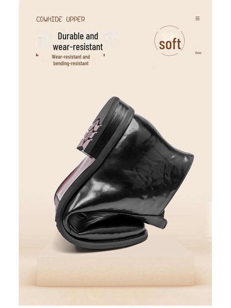 Men's Retro British Chelsea Boots - 2024 Autumn/Winter Pointed High-Top Leather with Plush Lining