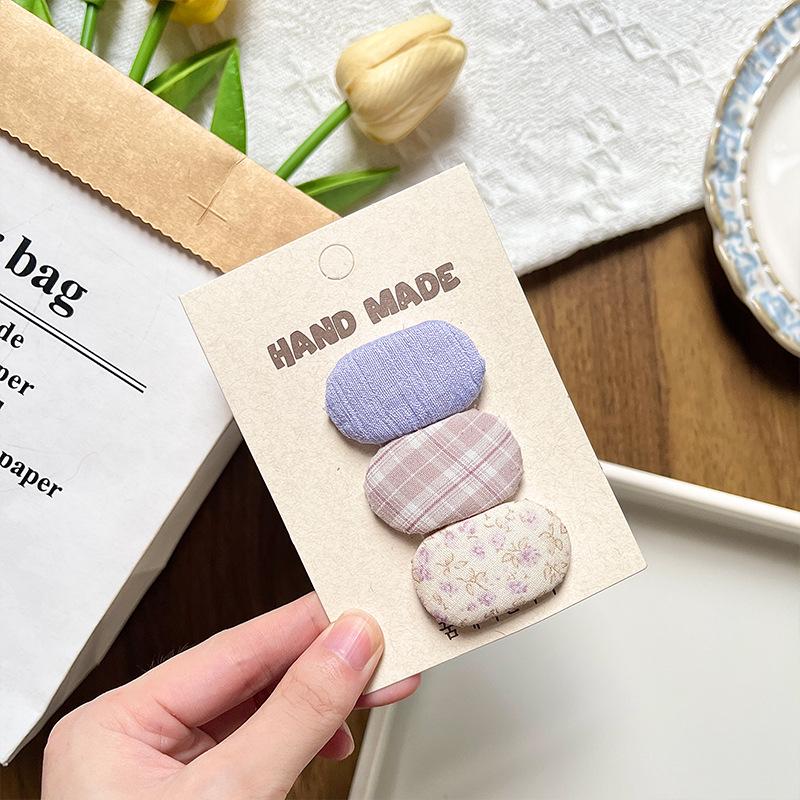 Children's Floral Gingham Hair Clip - Cute Oval BB Hairpin for Little Girls