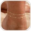Warshion Ankle Bracelets for Women - 14K Gold Plated Waterproof Gold Anklet Delicate Chain Women's Anklets Summer Beach Pearl Jewelry Layering Gift