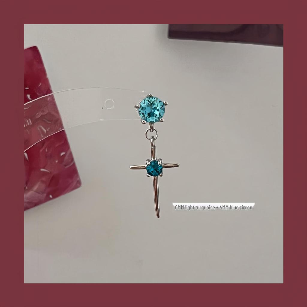 Huazi Diamond Cross Earrings 6+4mm: Versatile Design Jewelry for Women