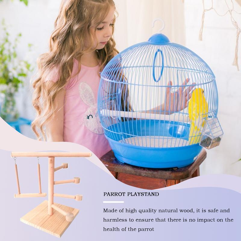 Bird Play Stand Safe Wooden Parrot Stand Cockatiel Toys Multifunctional Natural Bird Perch Cage Accessories For Cockatoos