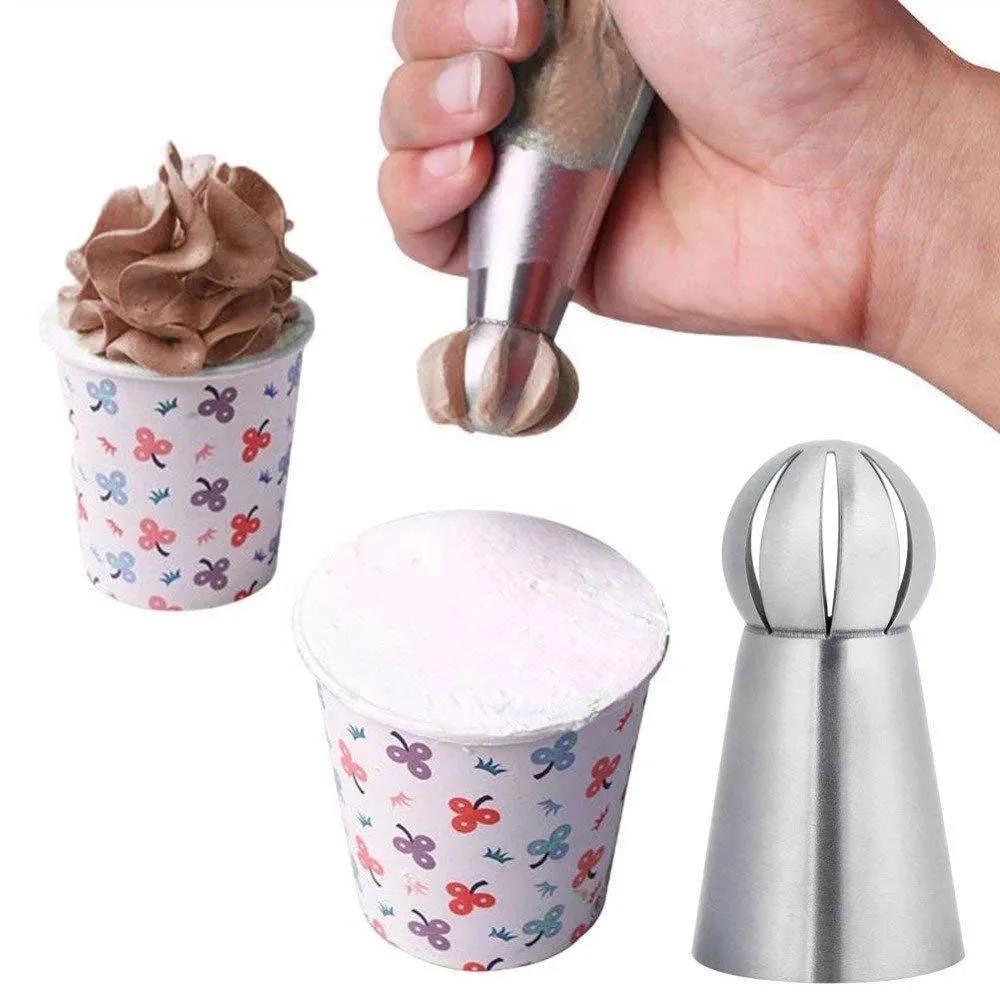 Hot 3Pcs Stainless Steel Pastry Tip Torch Icing Nozzle Tips For Frosting Cupcake Cake Decorating Puff Making Baking Kitchen Tool