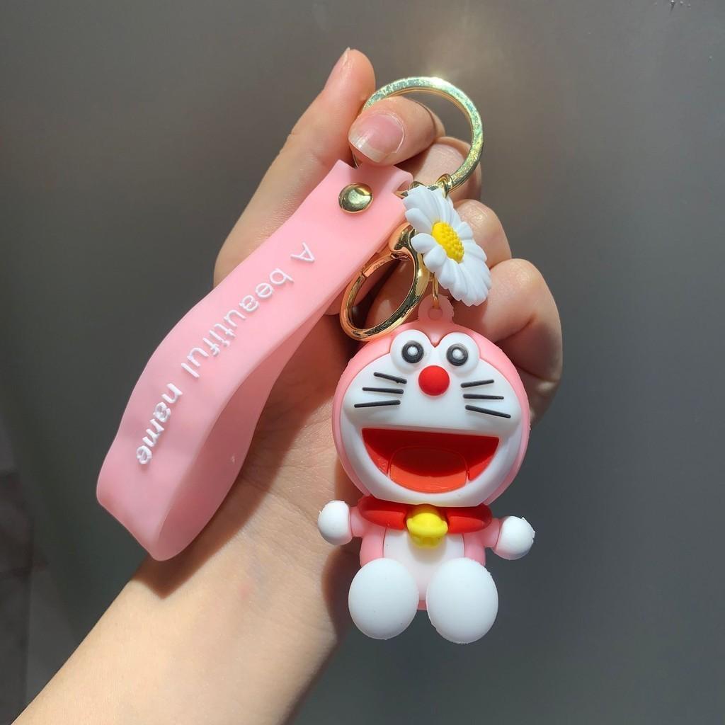Adorable Cartoon Doraemon Keychain Cute Silicone Dangling Key Ring Accessories