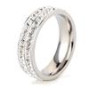 Simple Two-Row 6MM Ceramic Inlaid Diamond Titanium Steel Ring for Women, Stainless Steel, Versatile