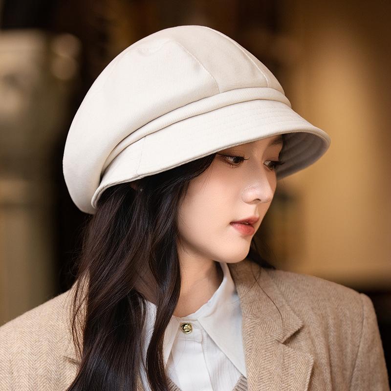 

Осенне-зимняя женская ретро универсальная беретка с козырьком, маленькая панама для большого обхвата головы