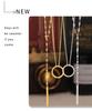 Korean Geometric Circle Pendant Y-Tassel Choker, Layerable Cool Style, Gold-Plated Titanium Steel Necklace