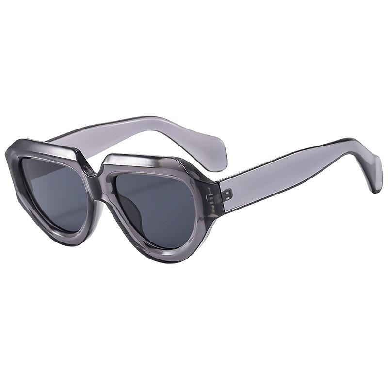Trendy Round Eyewear With Full Frame Design For Outdoor Sun Protection TransparentGrayFrame
