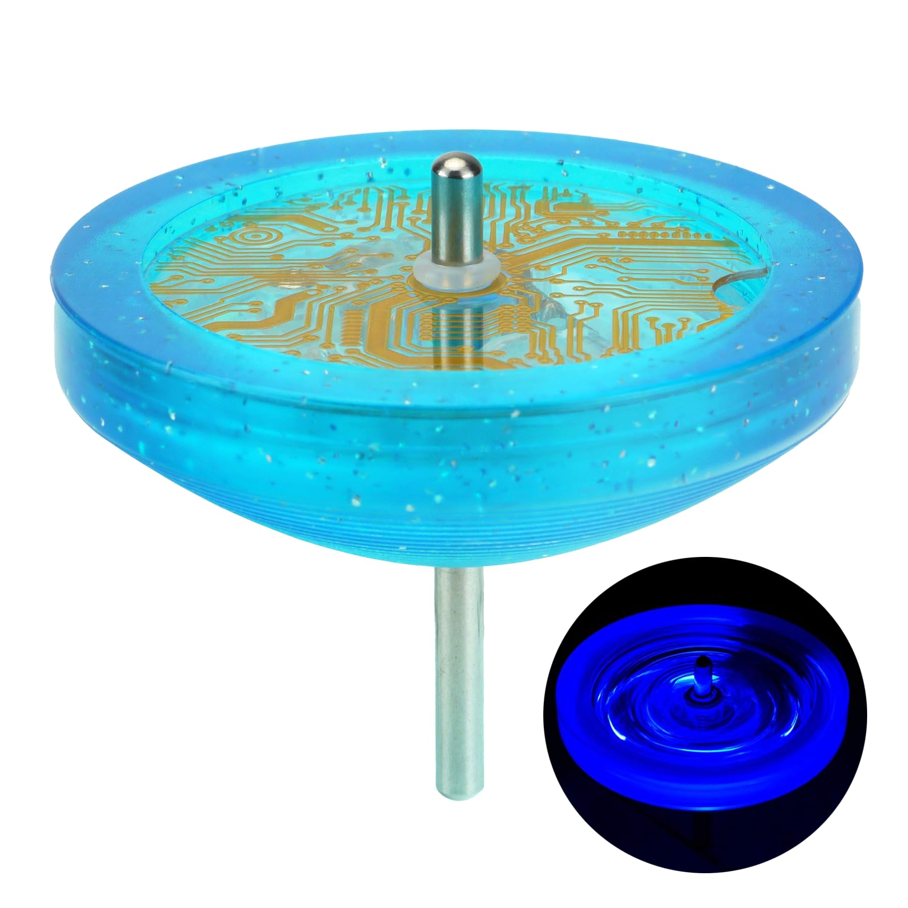 

Сертифицированный чемпионатом мира Spin Gear Метательный волчок с 1 веревкой Синий светящийся волчок, Skylark, LED, (Синие блестки, светодиод)