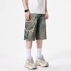 Retro 3D Candy Chain Printed Denim Shorts Men's Straight Loose Cropped Pants