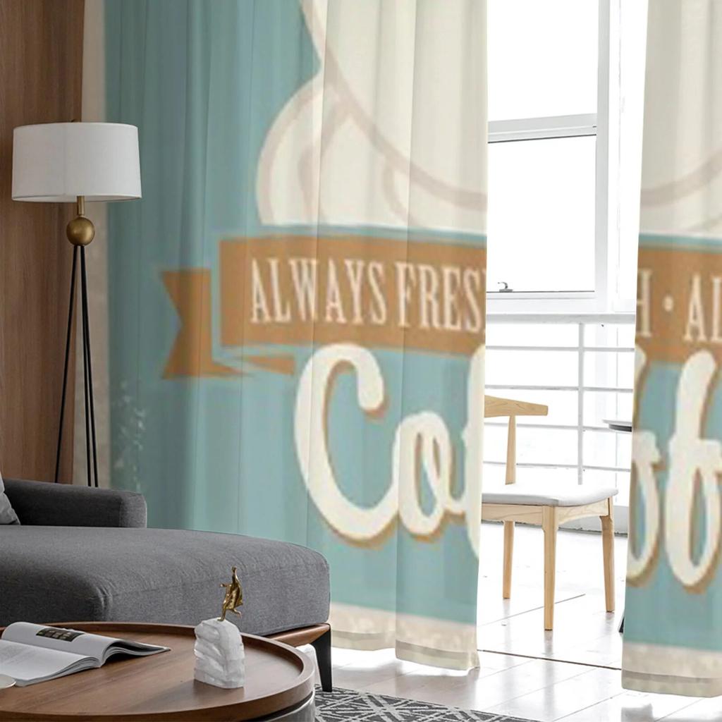 Kávový šálek Retro styl Tylové Průsvitné Závěsy do Obývacího Pokoje Pokoj Ložnice Kuchyně Dekorace Voálové Organzové Závěsy