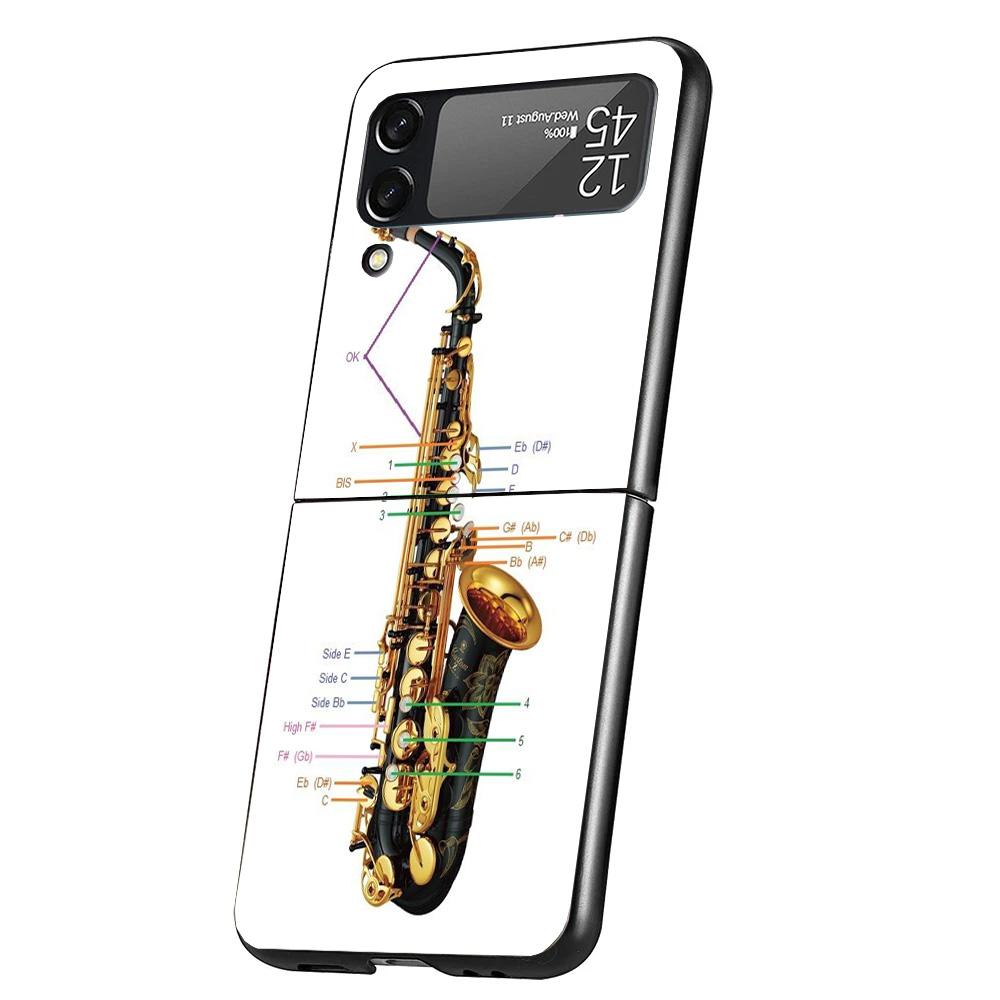 

Music Saxophone Instrument Phone Case For Samsung Galaxy Z Flip 7 6 5 4 3 5G Cover ZFlip7 ZFlip6 ZFlip4 ZFlip5 ZFlip3 Coque Fund Samsung Z Flip 4