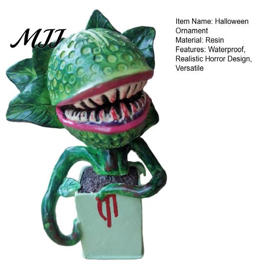 Sharp Teeth Halloween Prop Ornament, Realistic Horror Design Resin Figure, Scary Figure Fish Outdoor Decoration, Durable
