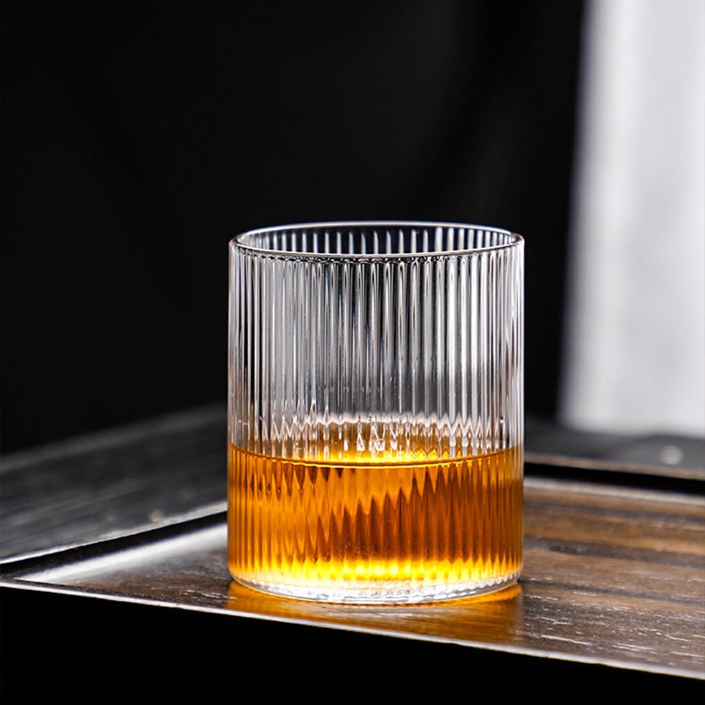 300ML Vertical Stripes Whiskey Cup Coffee Mug Wine Cocktail Glass Water Cup Hot Cold Juice Cup Household Office Drinkware