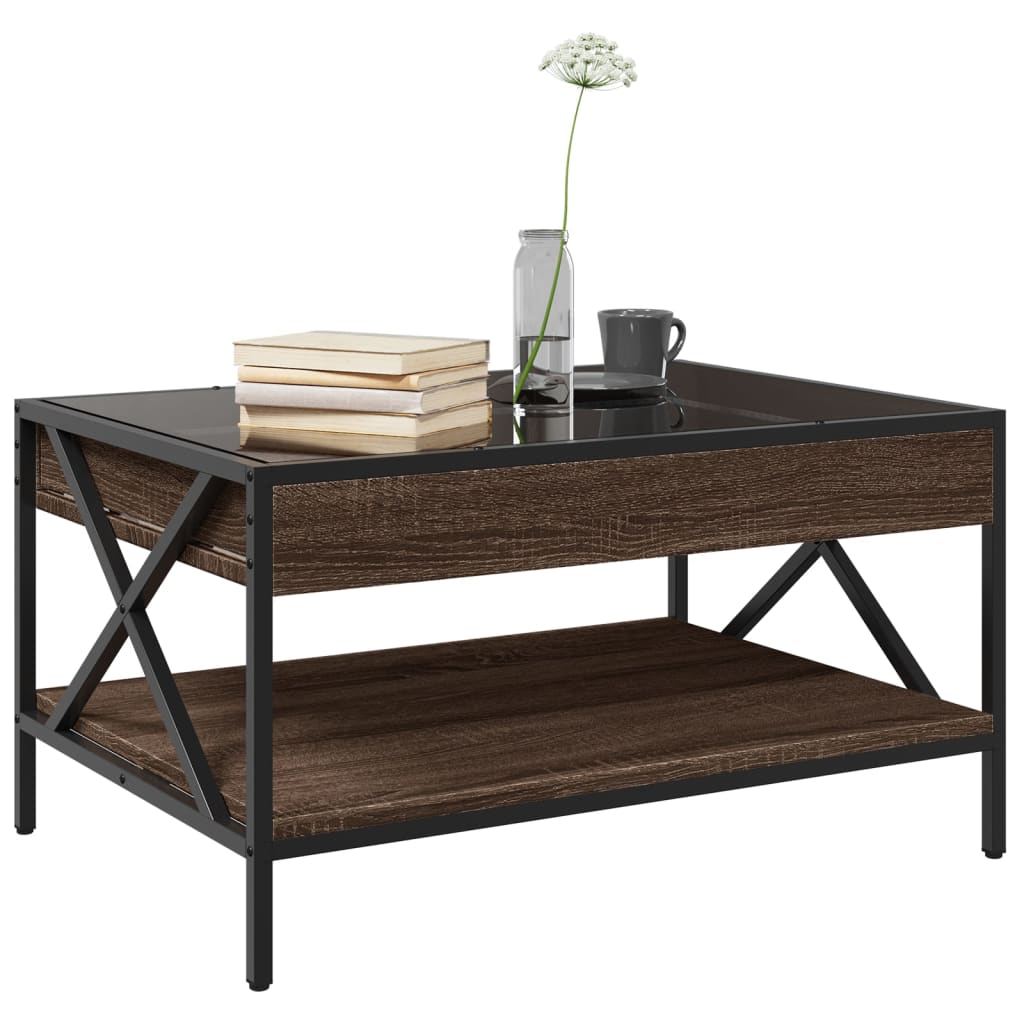 Infinity LED Coffee Table in Brown Oak Effect 70 x 50 x 38 cm