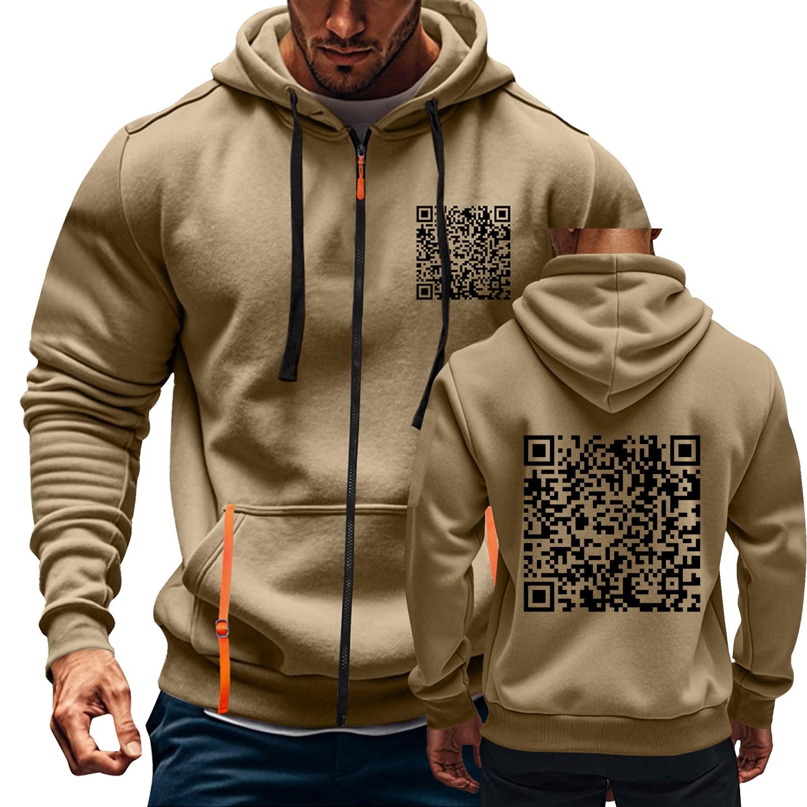 

Мужская спортивная повседневная толстовка с капюшоном, кардиган с капюшоном на молнии, многокарманное пальто с капюшоном M хаки