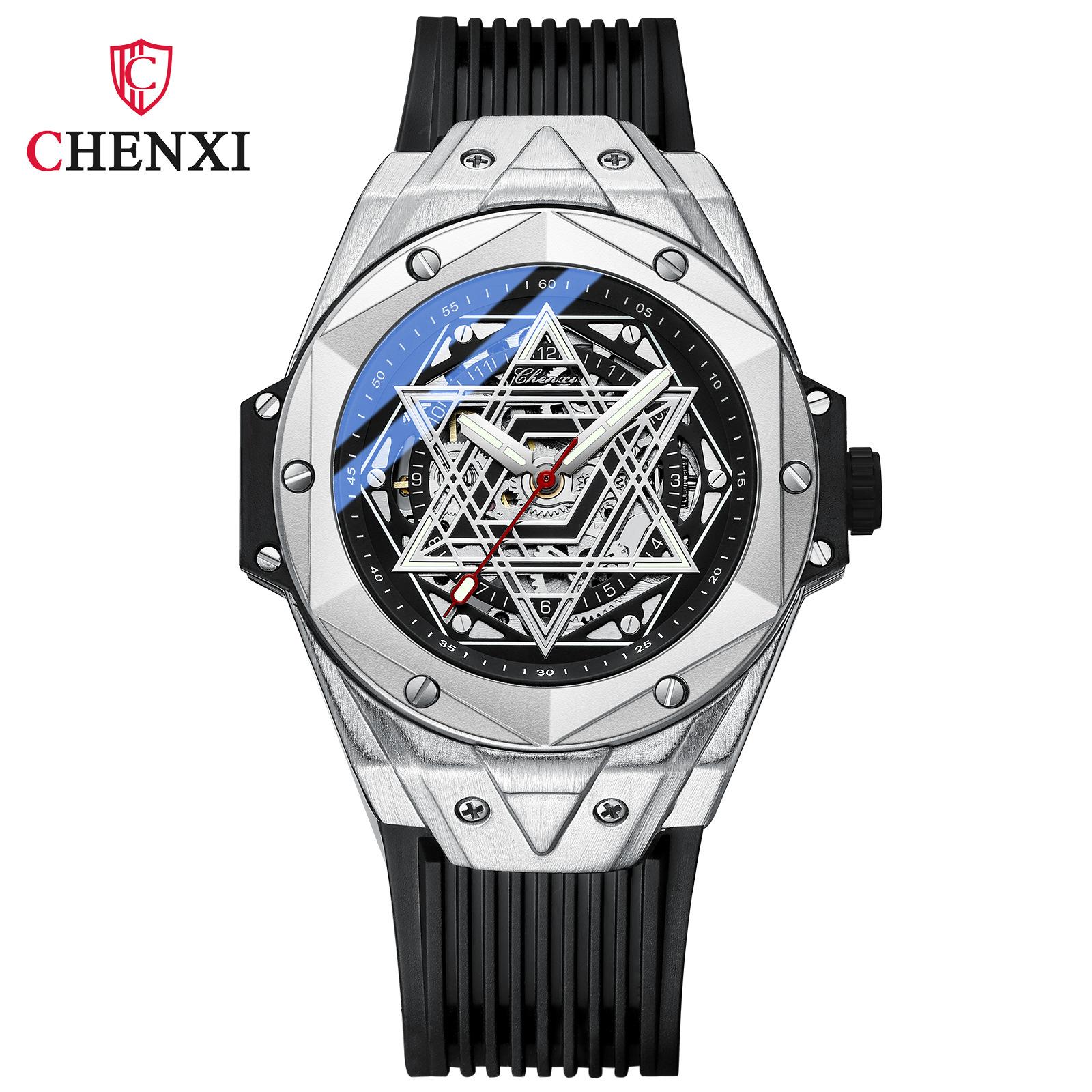 

Новые роскошные мужские часы высшего бренда с коробкой, модные силиконовые мужские механические часы серебряный