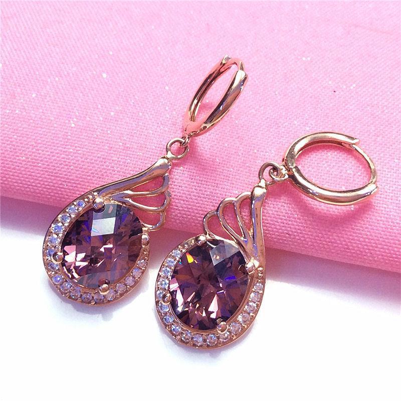 

Серьги с покрытием из розового золота, фиолетового золота, поверхность яйца, дымчатый камень, лазерные, нишевые, золотые, ретро