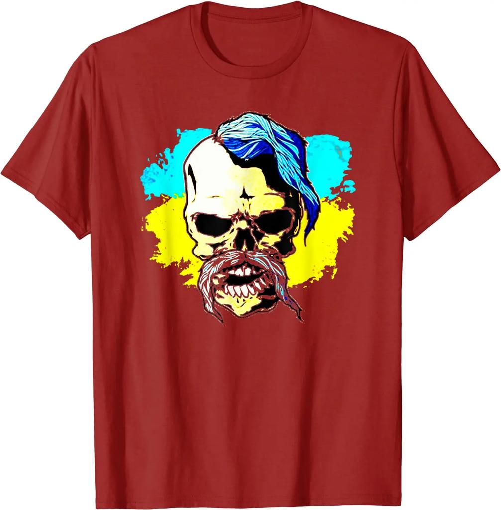 Ukrainian Flag Skull Cossack Warriors T-Shirt. Summer Cotton Short Sleeve O-Neck Mens T Shirt New S-3XL
