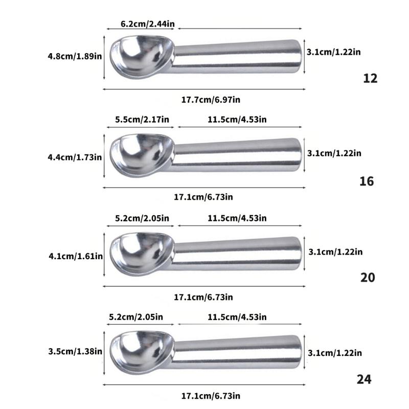 Aluminum Alloy Dessert Scooper Ergonomic Handle Melon Ball Spoon Multipurpose Ice Cream Scoops With Ergonomic Grip